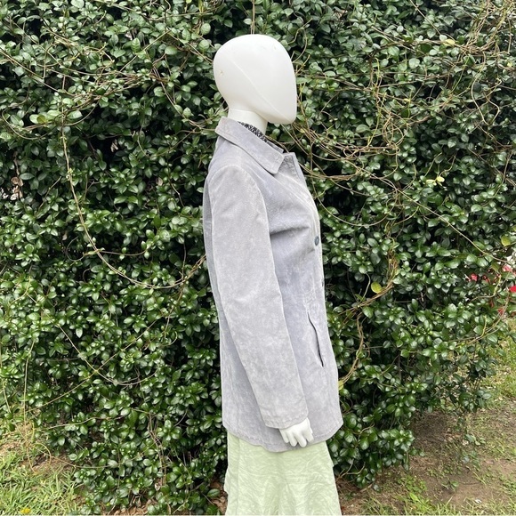 Outbrook Gray Long Genuine Suede Leather Button Down Coat - Picture 4 of 11